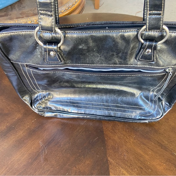 Buxton Elegant Black Leather Tote Bag - Picture 2 of 5